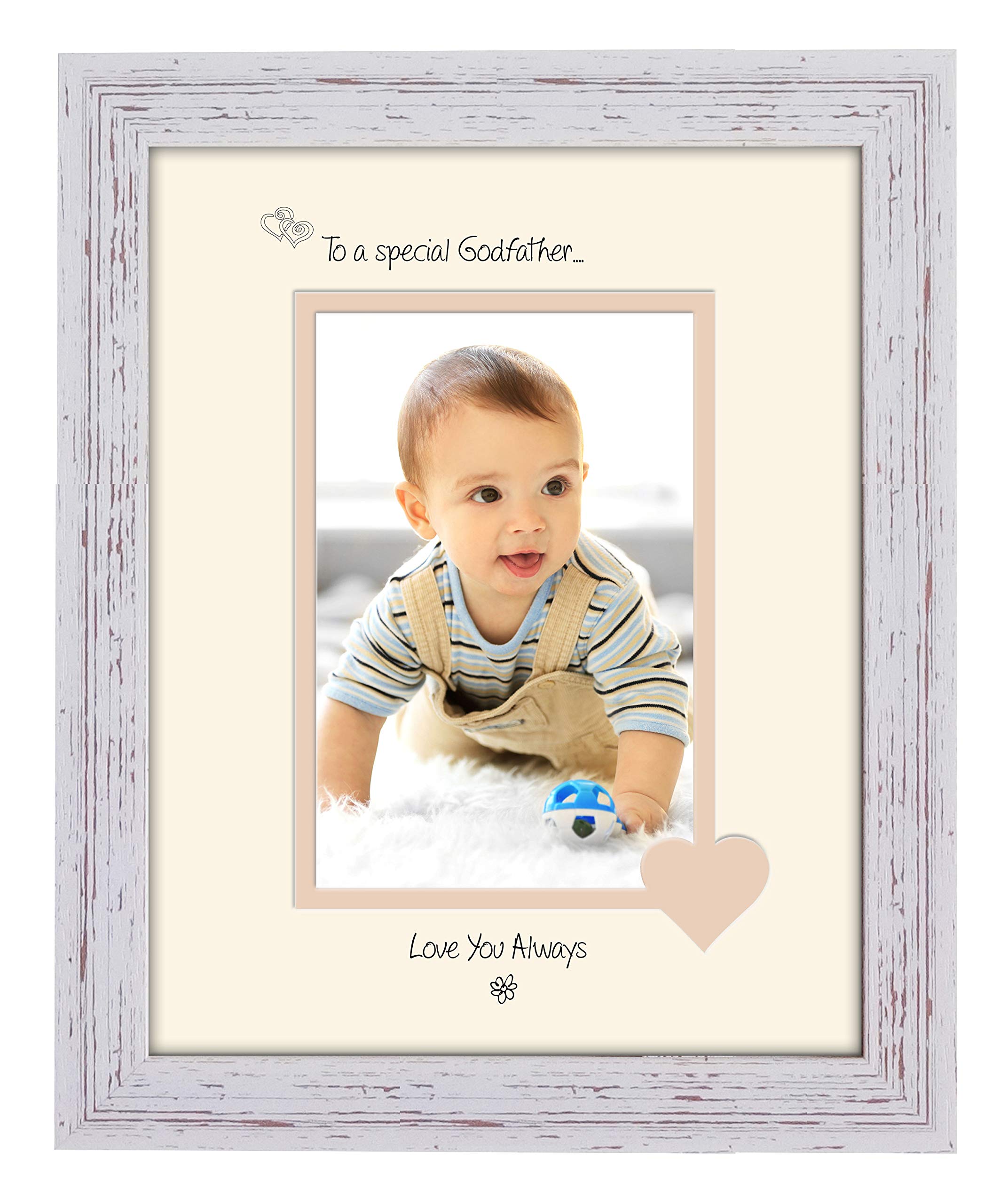 Photos In A Word Shabby Chic Frame Cream Mount Beige Inside Godfather Photo Frame Special Godfather Love You Always Portrait 1074F Double Mounted Quality Gift (Shabby Chic Frame Cream Mount Beige Inside)