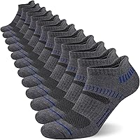 COOPLUS Men's Athletic Ankle Socks: Cushioned, Breathable Low Cut Tab with Arch Support - 6 Pairs Pack