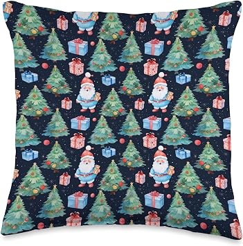 Christmas Chuckles Cute Santa Claus Tree Holiday Xmas Christmas Throw Pillow, 16x16, Multicolor