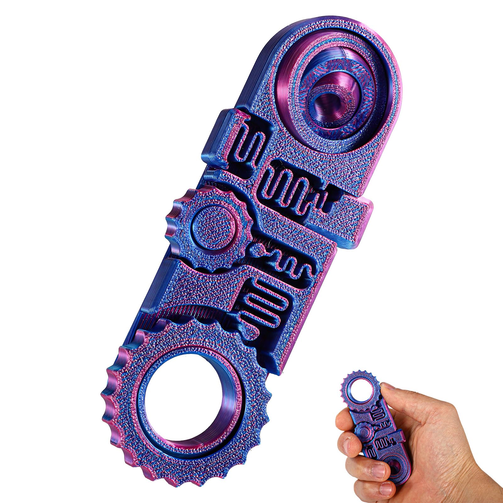 Lyreh Jouet à Spinner en Gear Imprimé en 3D, Anneau Fidget Jouet Sensoriel Tournant pour le Bout des Doigts Outils de Soulagement de l'Anxiété et de Concentration pour Adultes pour Passer le Temps