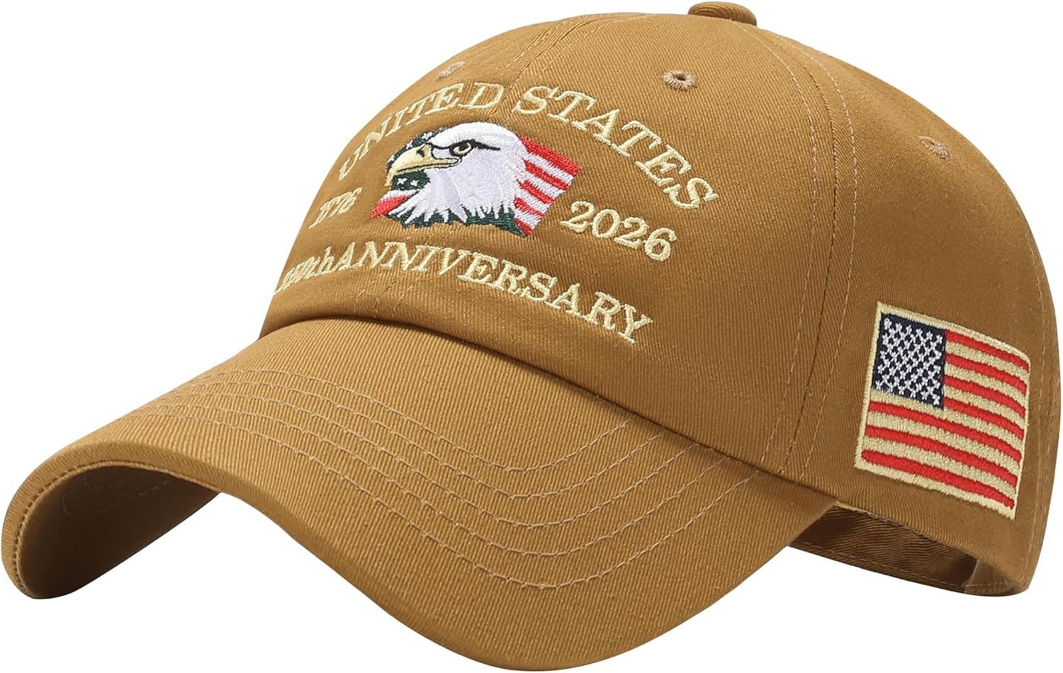 United States 250th Anniversary Hat, USA Baseball Cap 1776-2026 American Eagles Hat Patriotic Embroidered Hats for Men Women Brown - Image 2