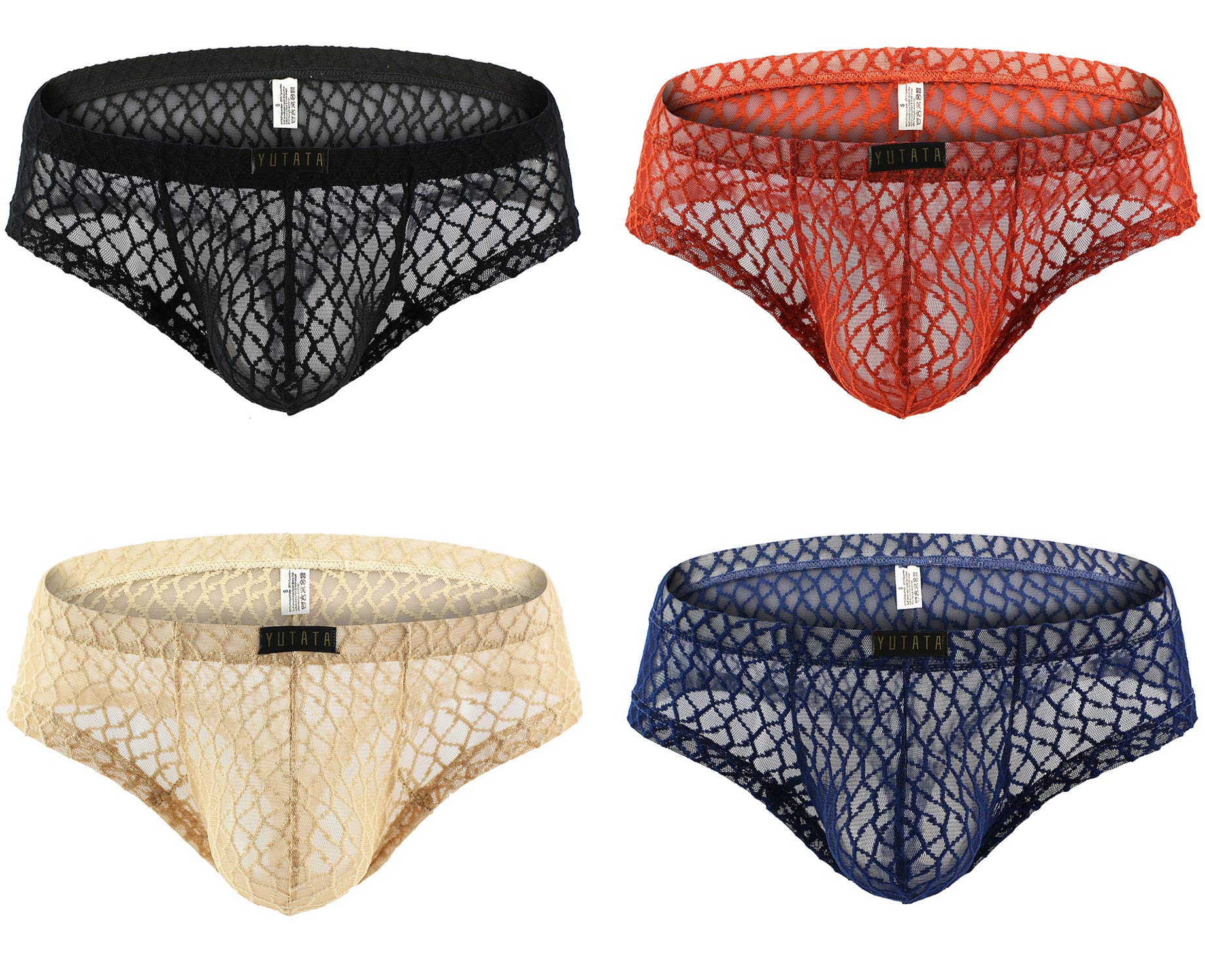 WINDAYMen Briefs Lace Silk Low Rise Bikini Briefs and Breathable Underwear B175