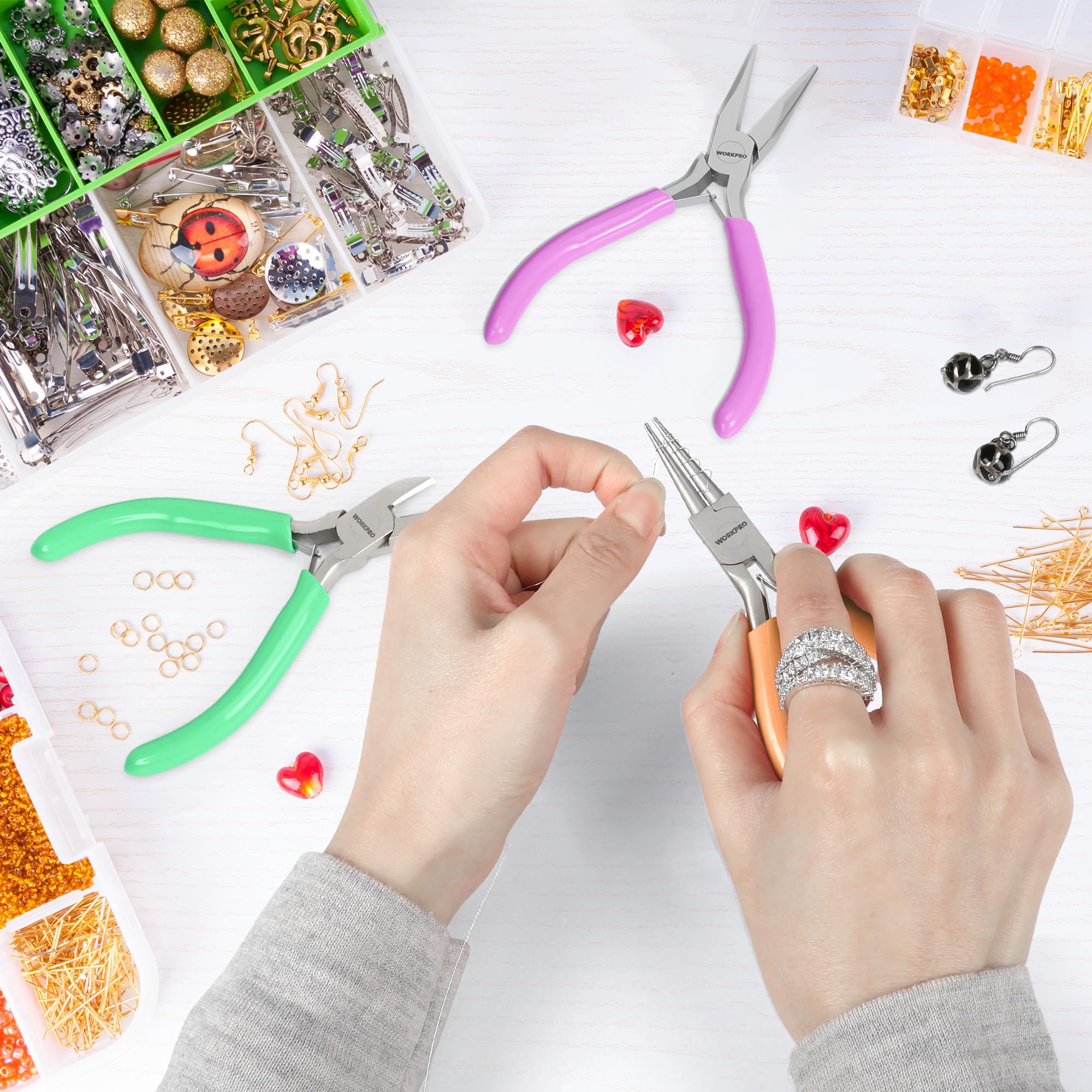 WORKPRO Jewelry Pliers Set - 3-Piece Mini Kit -8