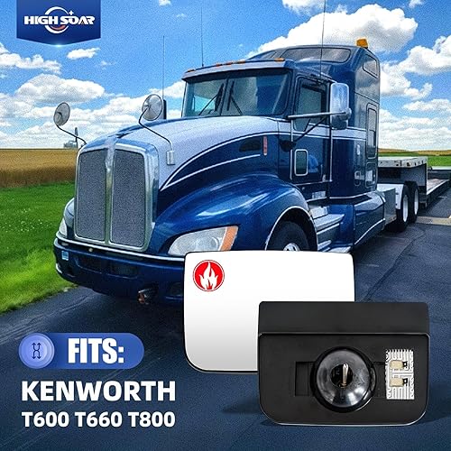 Vista 2 de High Soar Espejo inferior calefactado para Kenworth T600 T660 T800, repuesto de cristal de espejo pequeño con función de descongelación para Espejo