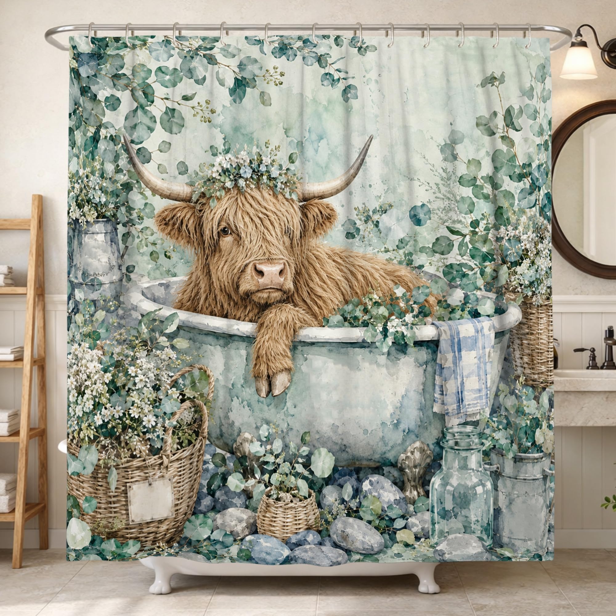 Rideau de douche en polyester de qualité supérieure au motif nature élégant