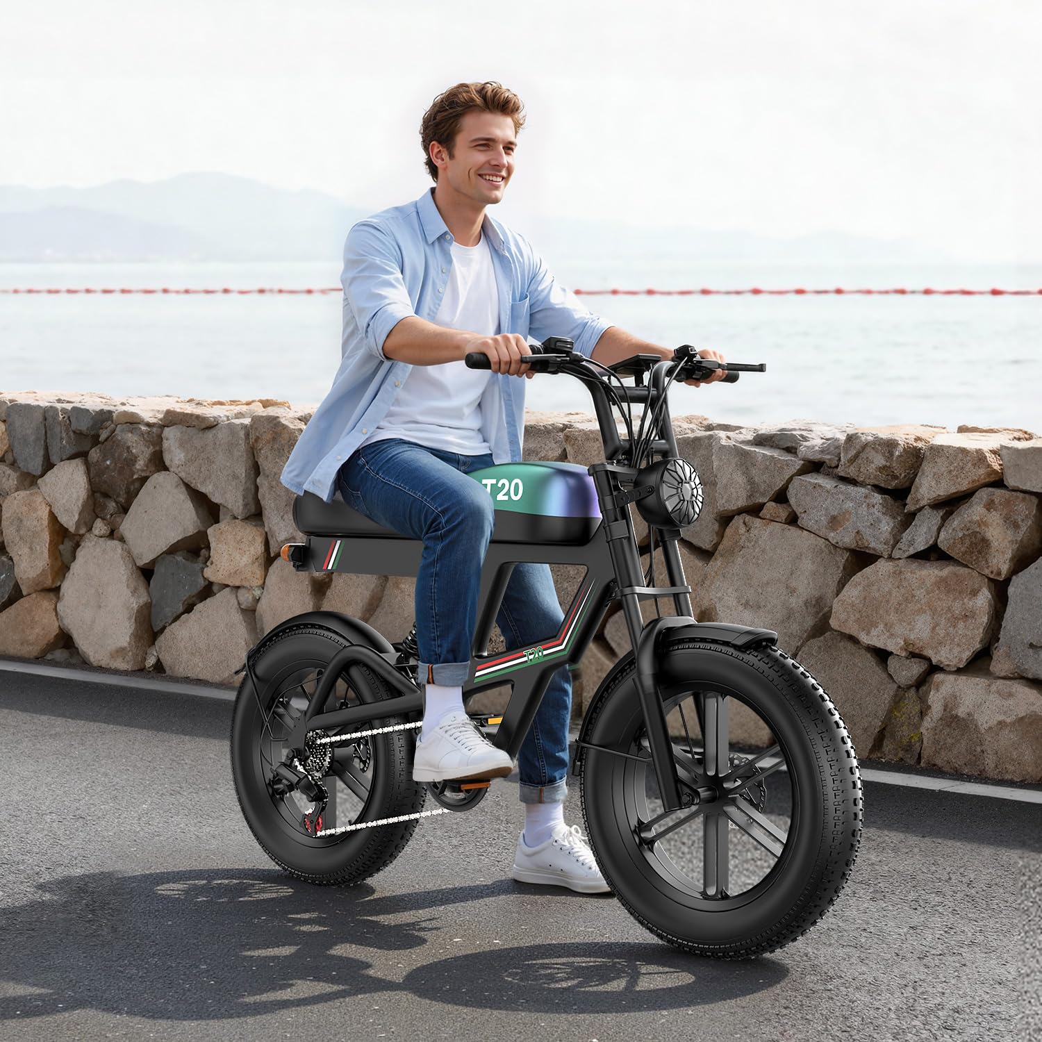ASKGO E Bike Herren Damen, 48V 20Ah Akku, 20 * 4.0" All-Terrain Fat Reifen Elektrofahrrad mit 250W 80N*M Motor, bis 25km/h bis zu 60-80km, NFC und Passwort Entsperrung