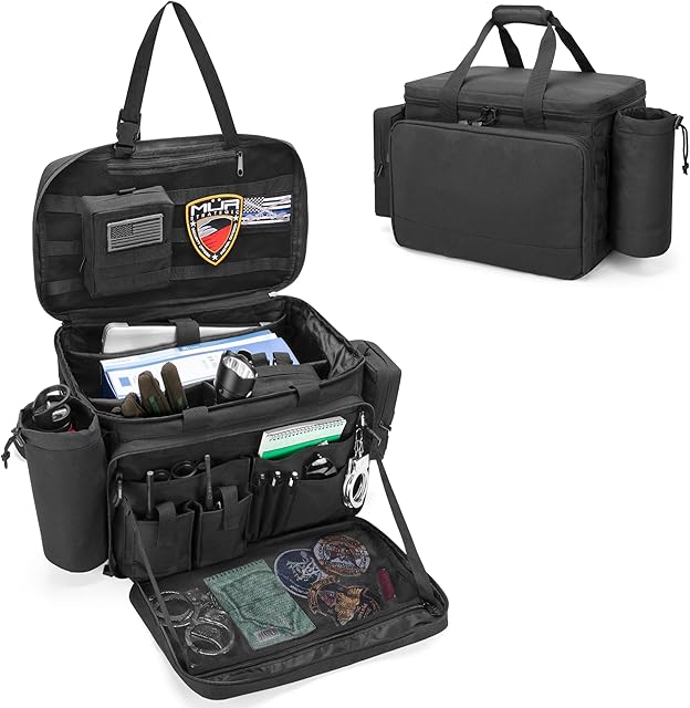 Trunab Police Patrol Bag Law Enforcement, as Car Front Seat Organizer Compatible with 15.6 Laptop, Molle Compatible, Police Tactical Bag with Multi-Pockets Fit for Police, Trucker, Patented Design