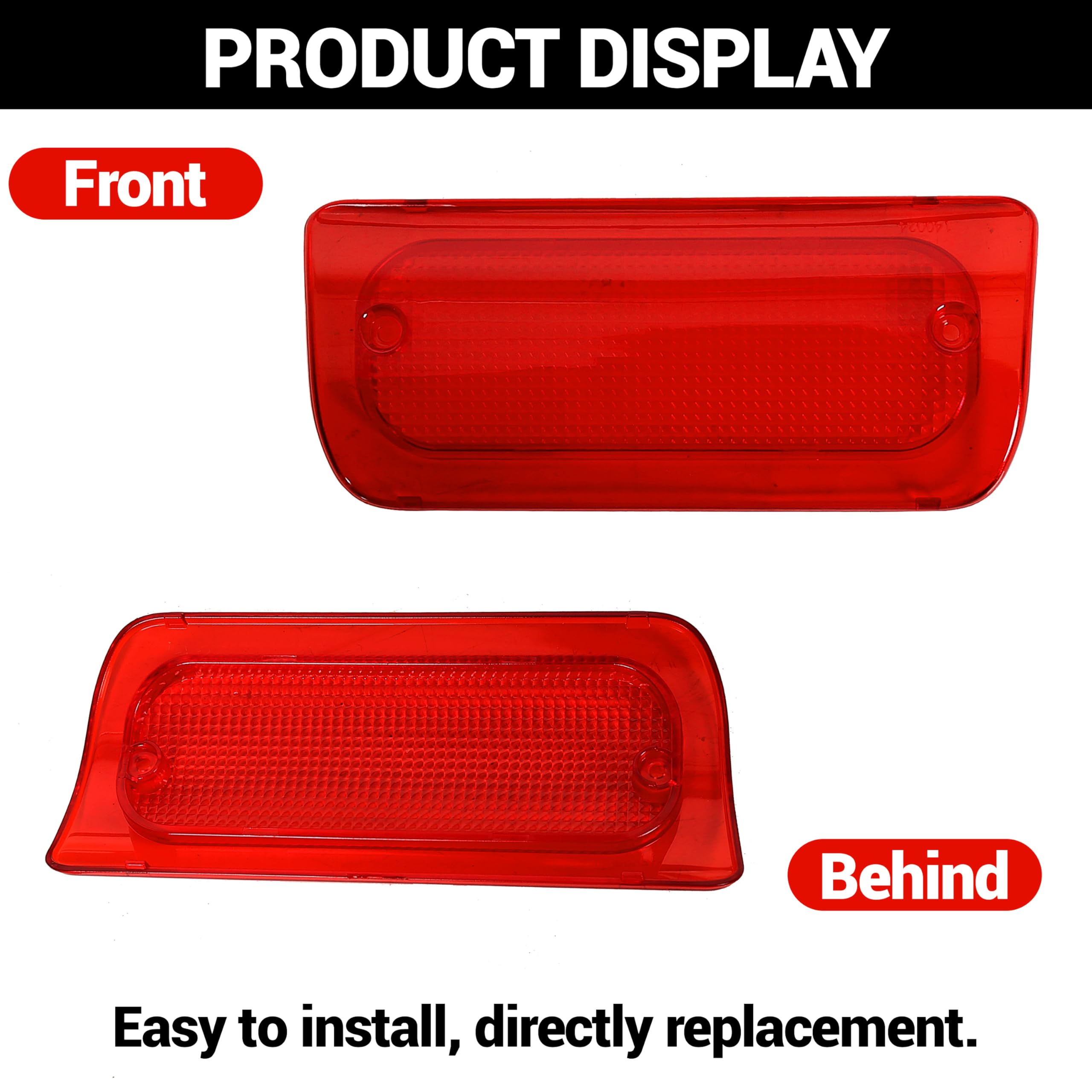 7BLACKSMITHS 3rd Third Brake Light Lens Red Cover Compatible with 94-04 Chevrolet Chevy S10 GMC Sonoma Pickup (Extended Cab) High Mounted Stop Lamp