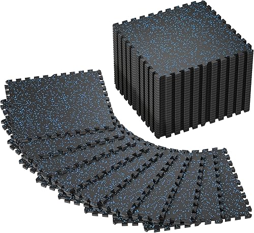 Miniatura 21 de SUPERJARE Alfombrillas de Equipos de Ejercicio con Superficie de Goma de 0.56 pulgadas de Grosor, 6 Piezas, 24 Pies Cuadrados, Alfombrillas de