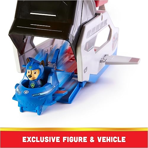 Miniatura 8 de Paw Patrol Aqua Pups - Vehículo de equipo de patrullero de ballenas con figura de acción Chase, coche de juguete y lanzador de vehículos, juguetes
