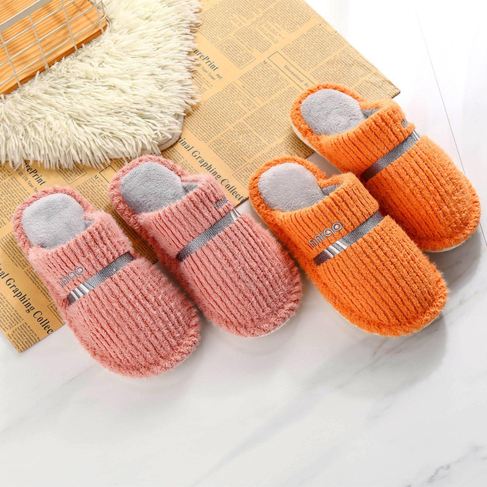 Un'Elegante Pantofole in Cotone Pantofole Calde Pantofole in Cotone Autumn And Winter Striped Men's Cotton Slippers Home Simple Re