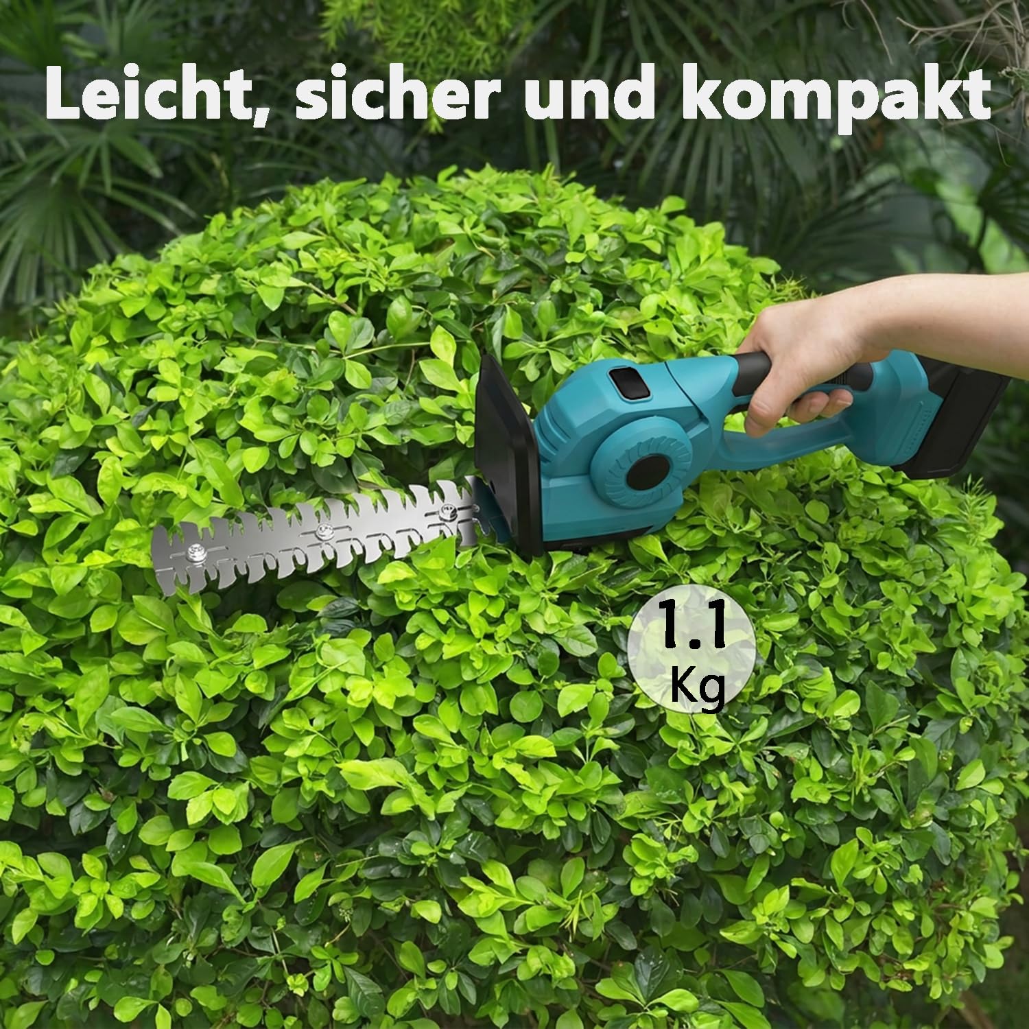 Akku-Heckenschere für Makita Akkus,2-in-1 Akku Grasschere und Strauchschere | Elektrische Gartenschere mit 2x2,0Ah Batterien & Ladegerät,Schnittbreite 12cm, Schnittlänge 23cm, für Garten,Hof und Rasen