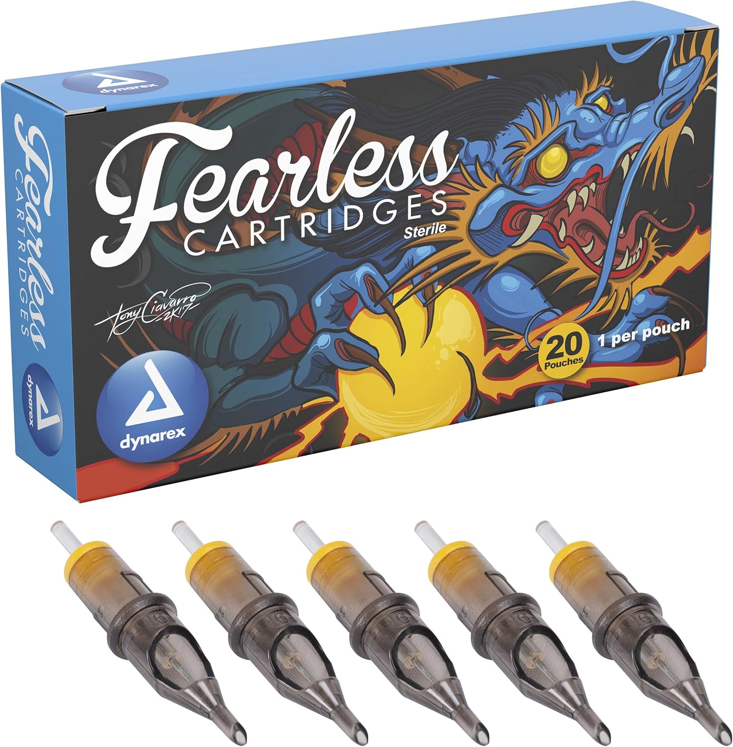Dynarex Fearless Tattoo Cartridges Round Shader, 1211rs, 20 Count