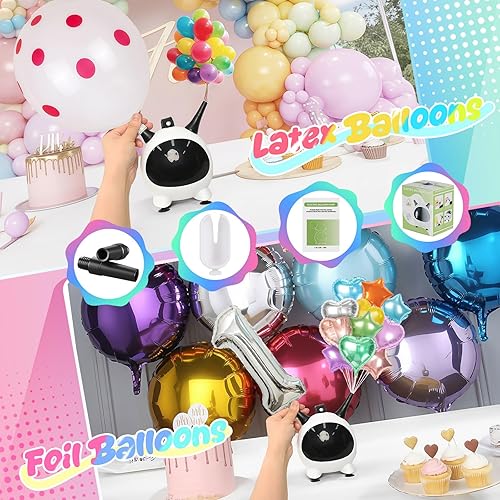 Miniatura 3 de Bomba de globos eléctrica, inflador de globos portátil, bomba de aire con boquilla doble, máquina sopladora de globos eléctricos pequeños de 110 V