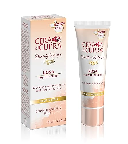 CERA DI CUPRA Rosa - Crema hidratante facial para piel seca, fórmula nutritiva y protectora con cera de abeja virgen (2.54 onzas líquidas 2.5 fl oz)