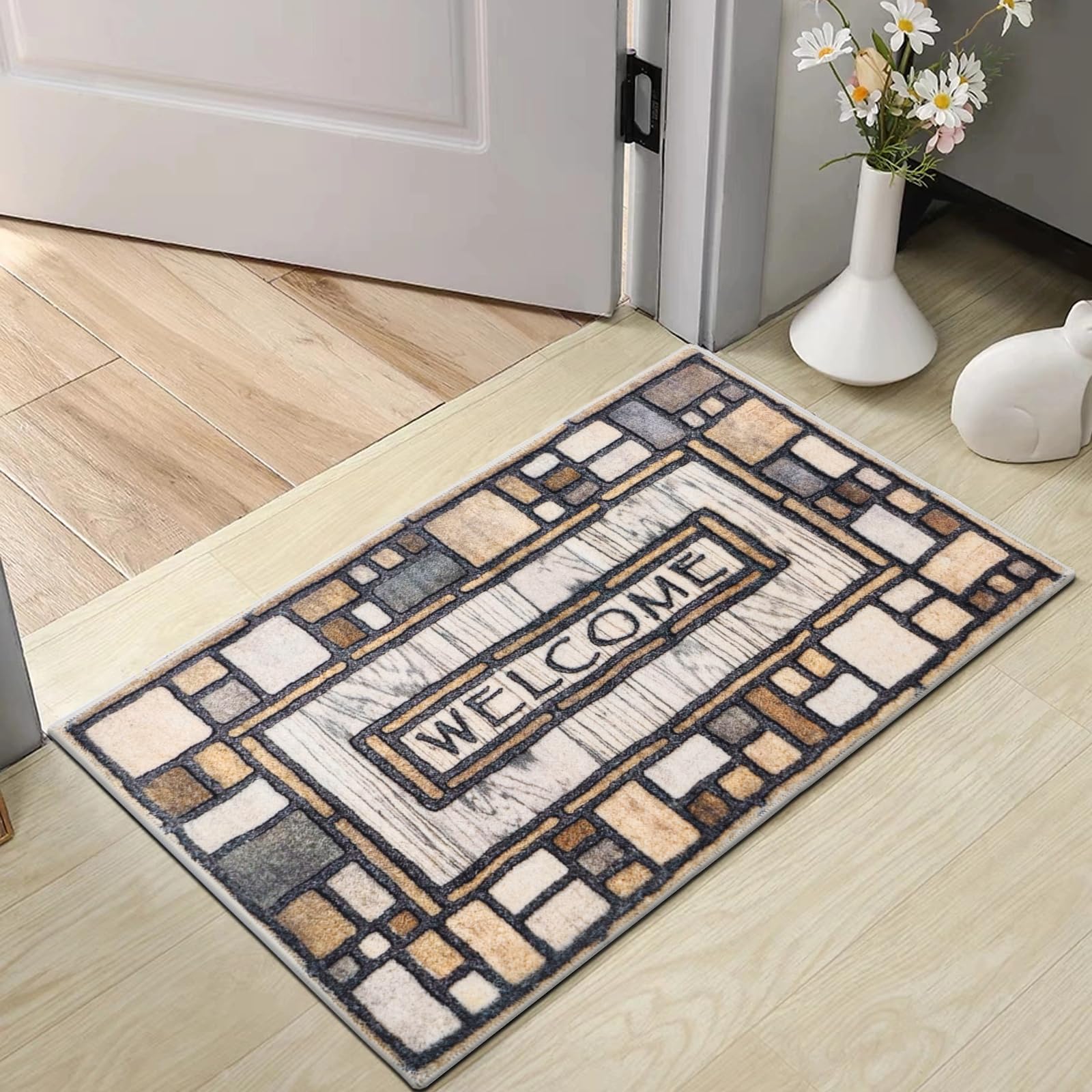 7VSTOHS Door Mats Indoor 40x60cm, Machine Washable Soft Doormats, Dirt Trapper Door Mat, Non-slip Floor Mats For Inside, Front Back Door, Pets and Dogs