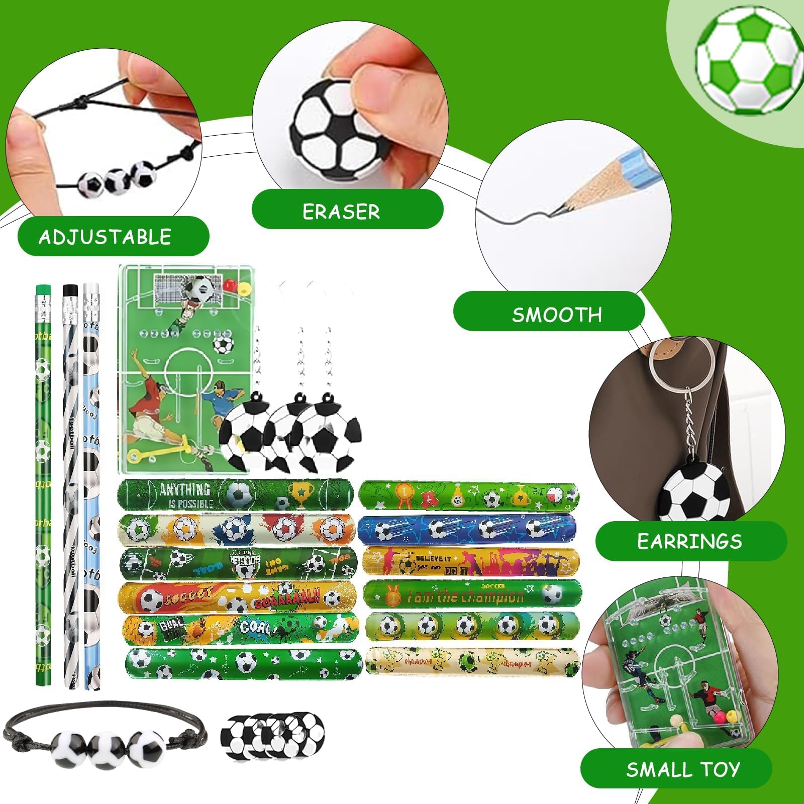 iuiiaii 72 Pcs Football Party Bags Fillers Set, Soccer Boys Party Bag Fillers Football Stationery - Image 3