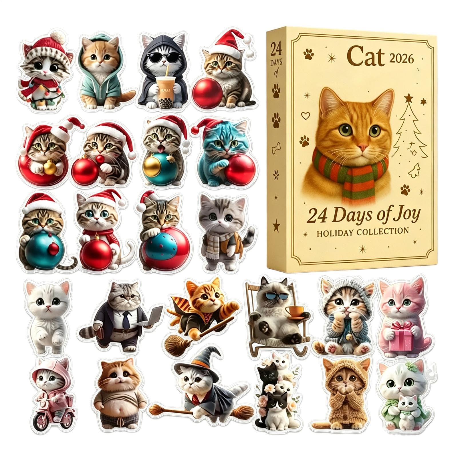 Conto alla rovescia per Natale Calendario 2D Acrilico Gatto Decorazioni