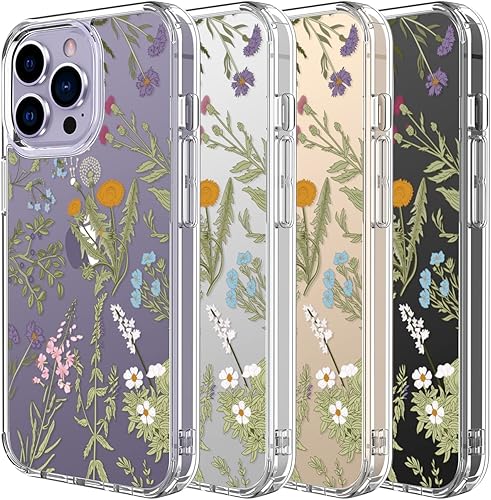 Miniatura 7 de LUHOURI Funda para iPhone 15 Pro con protector de pantalla - acrílico transparente - Diseño de patrón de moda - Carga inalámbrica - Funda protectora