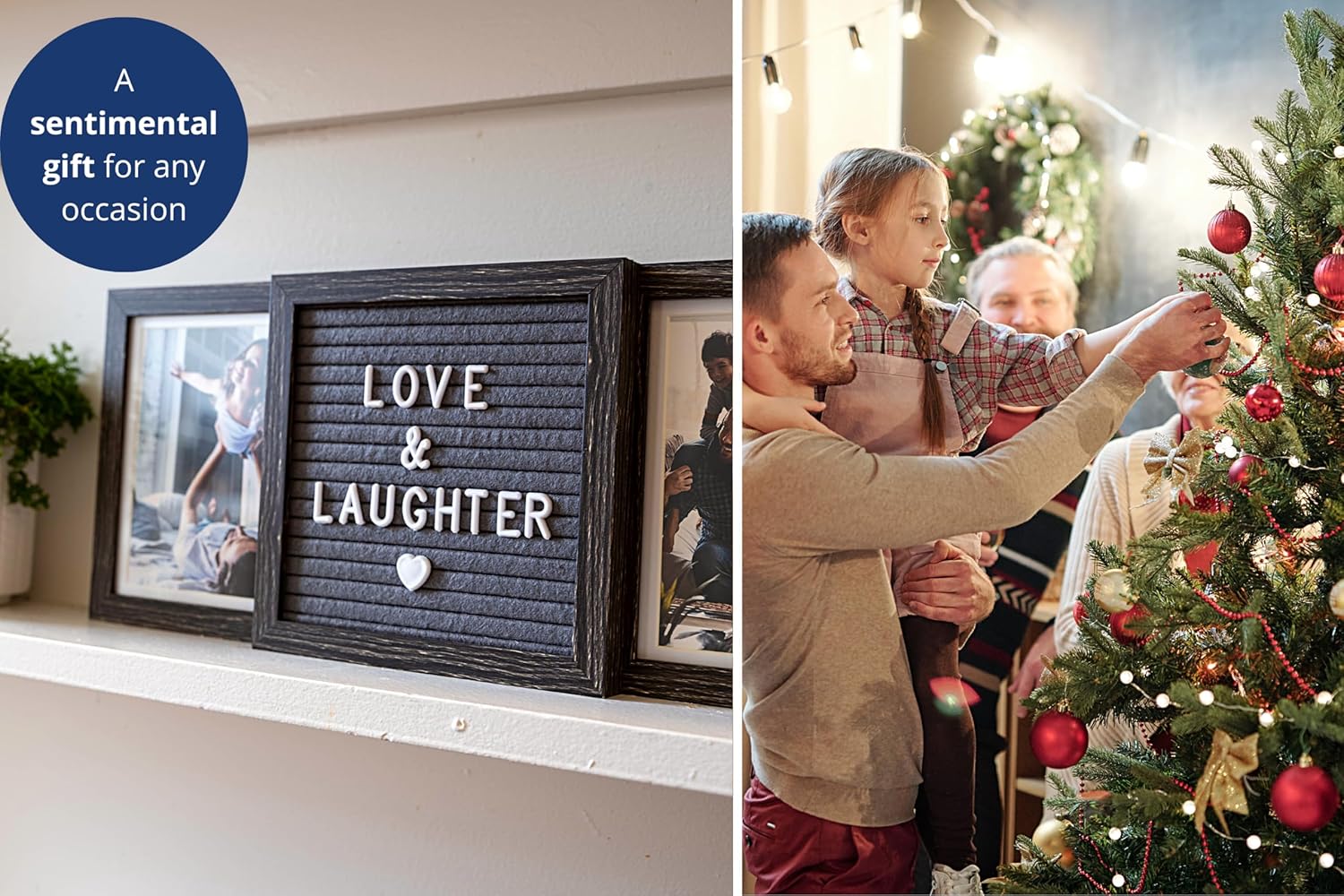 Custom Picture Frames – Personalized Picture Frame in Brown – Custom Photo Gifts for Dad, Mom, Grandpa, or Papa – Two 6x4 Photos with Customizable Felt Letter Board – Keepsake for Family Memories