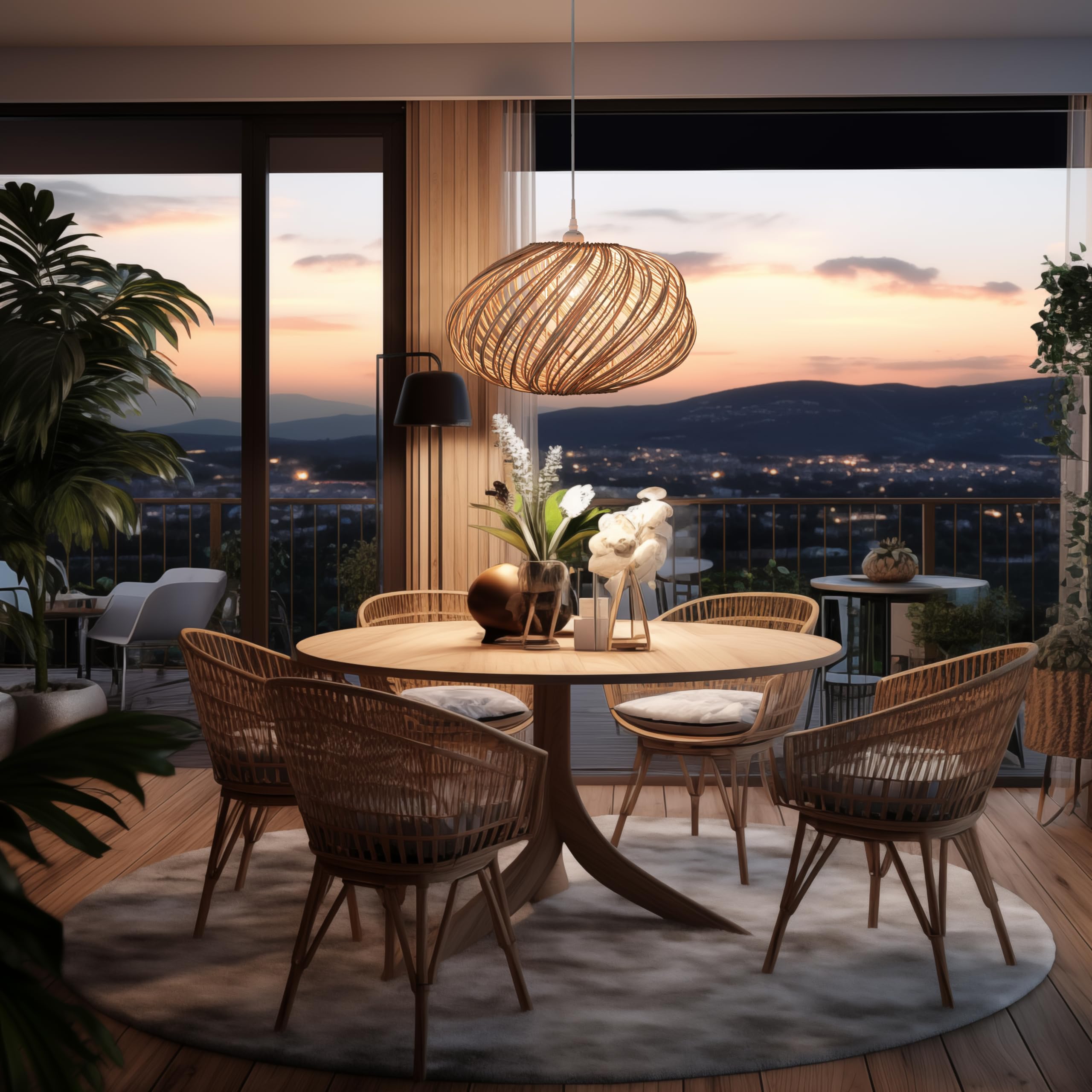 Maison d'Ailleurs - Paralume in rattan naturale, diametro 45 cm, non elettrificato, lampada a sospensione in stile bambù per soffitto, lampadario o lampada da terra