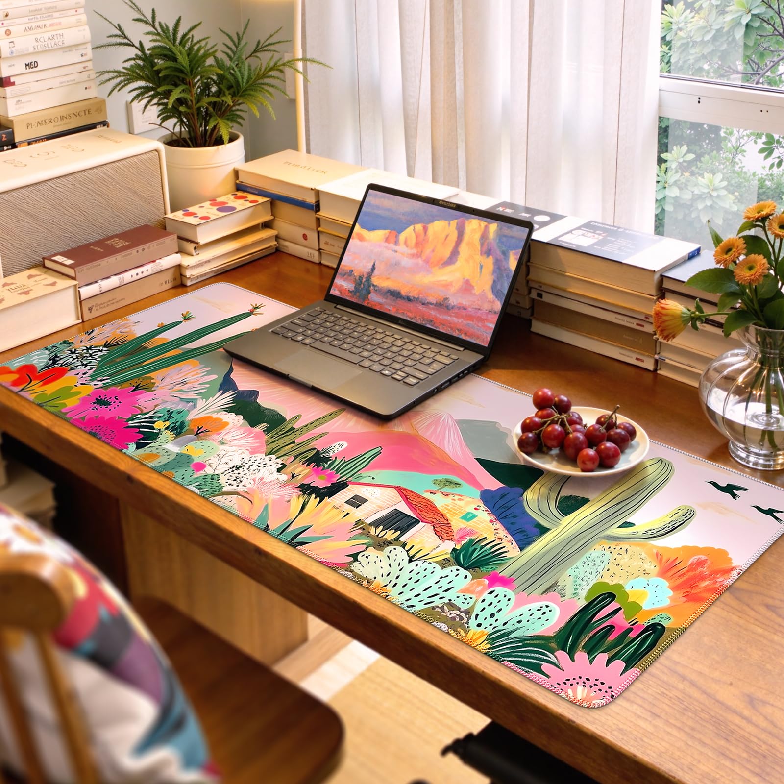iCasso Spring Jungle Mouse Pad, Desk Matt for Desktop, XXL Desk Pad Mat,Large Anti-Slip Big Mousepad with Stitched Edges, Keyboard Pad Mouse Mat for Computer(Spring)