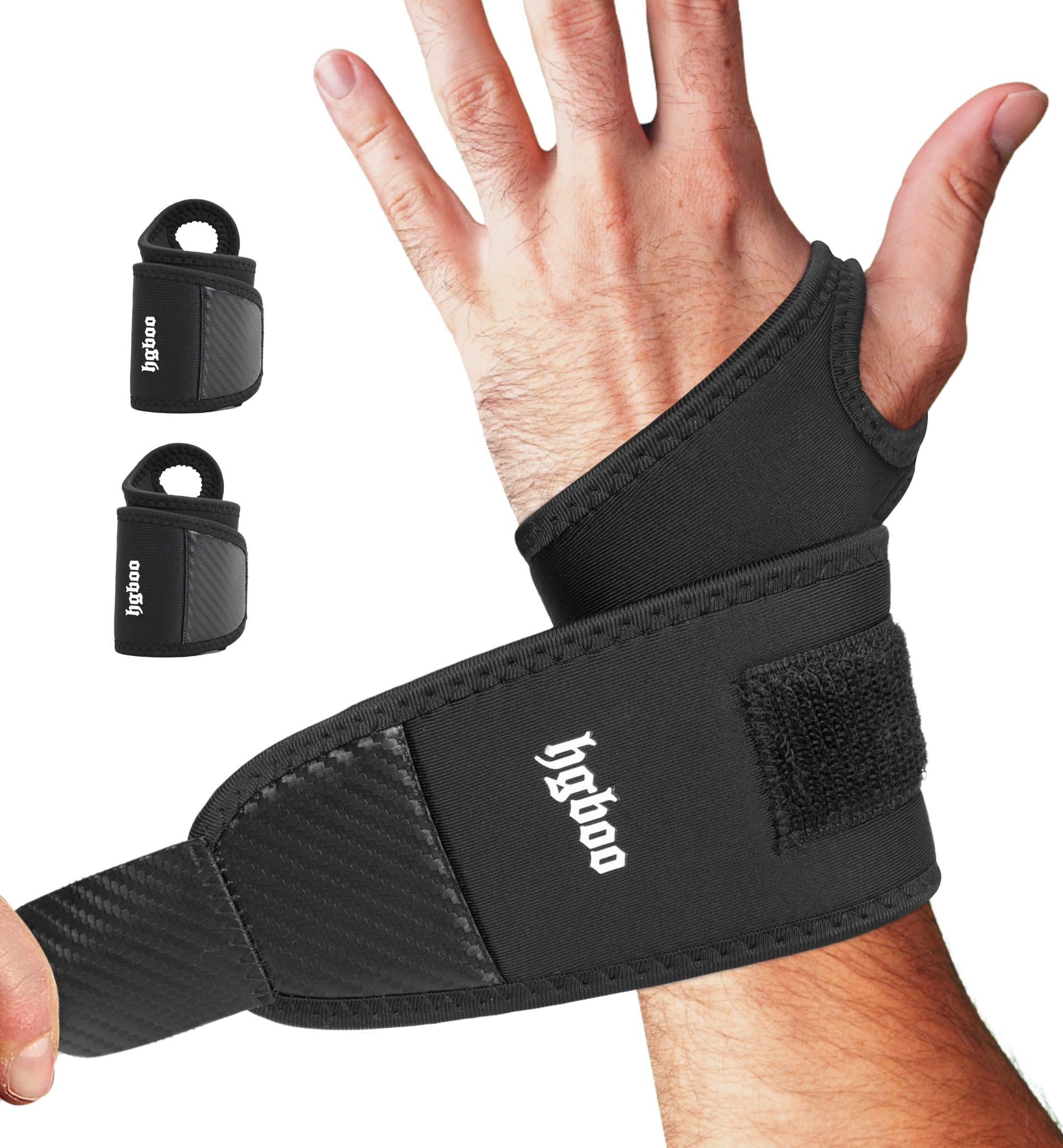 HGBOO 2-Pack Weightlifting Wrist Wraps, Durable Thick Neoprene Wrist Brace Support for Powerlifting, Gym Workouts, Tennis | Pain Relief for Carpal