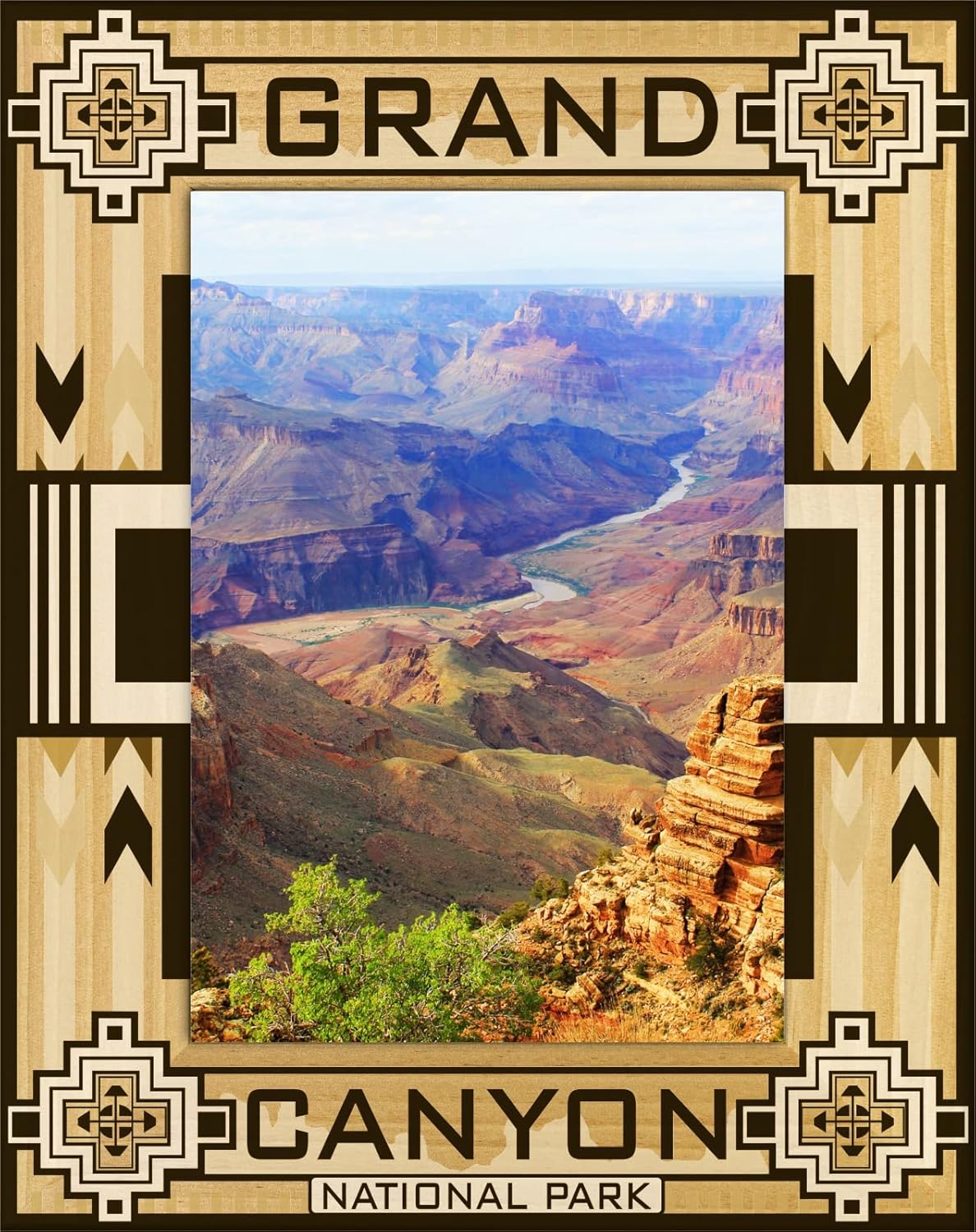 Saddle Mountain Souvenir Grand Canyon Southwest Style Laser Engraved Wood Picture Frame Portrait (4 x 6)