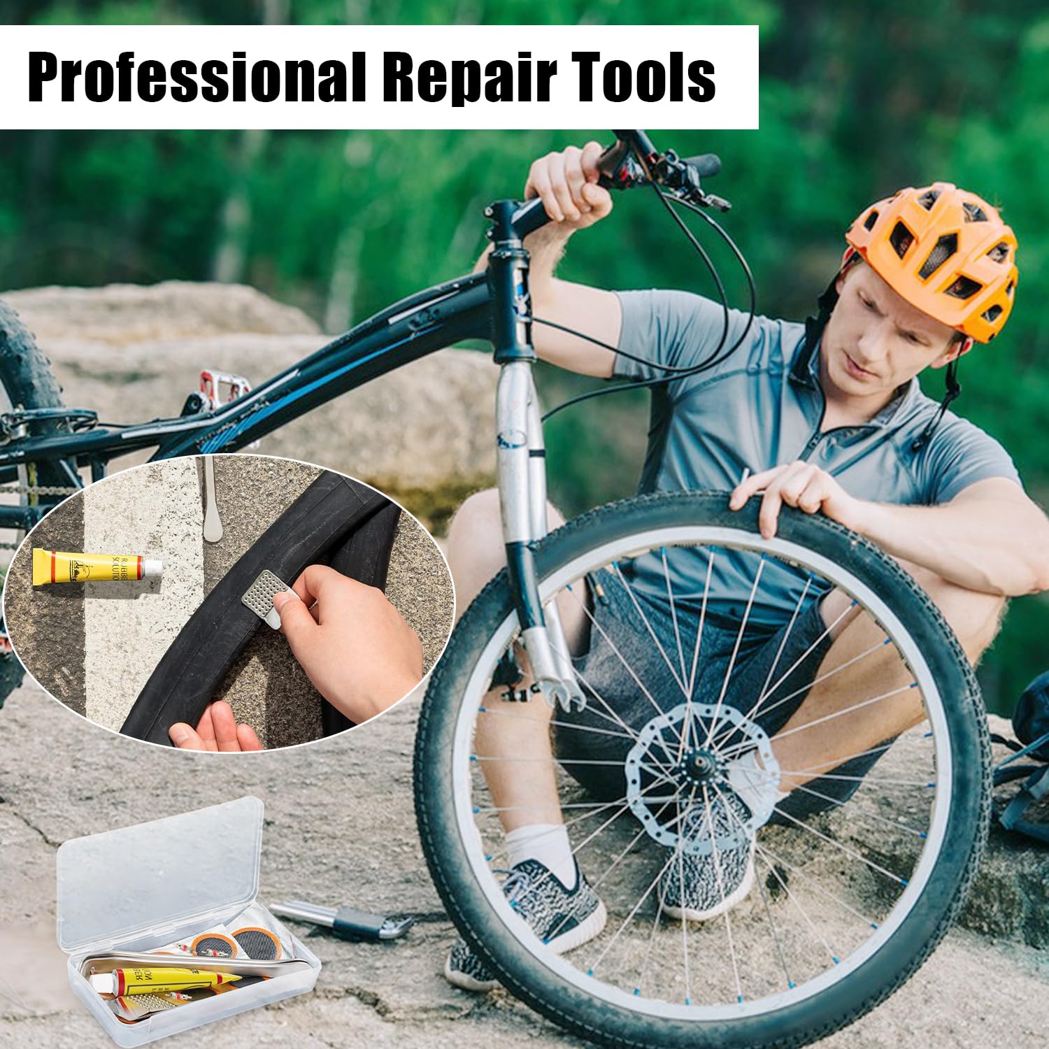 Kit Riparazione Pneumatici Bici CRESZZLE - Con Toppe E Attrezzi - Portatile Per Ciclisti - Foto 4