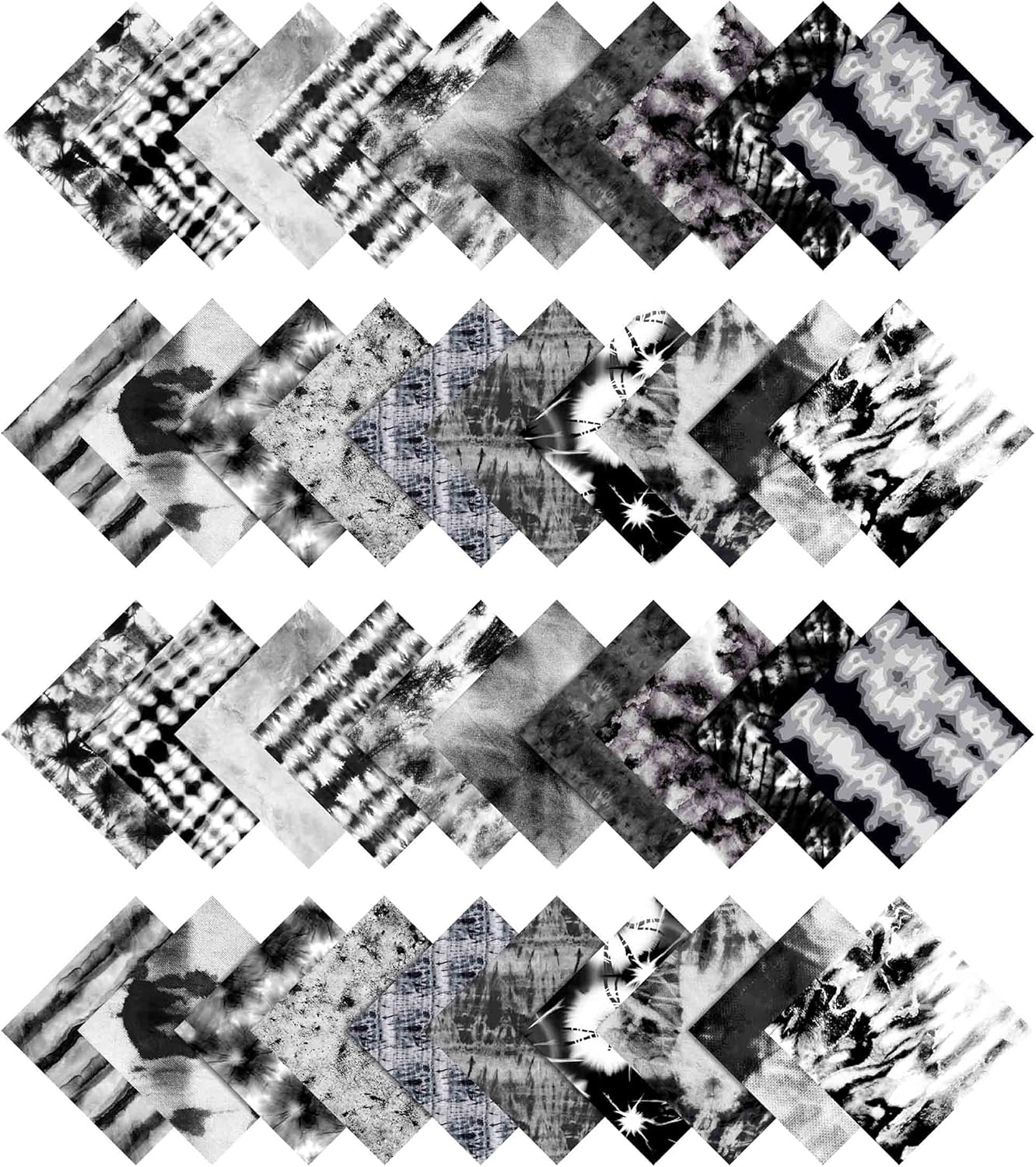 Soimoi Precut 10-inch Tie Dye Prints Cotton Fabric Bundle Quilting Squares Charm Pack DIY Patchwork Sewing Craft- Black