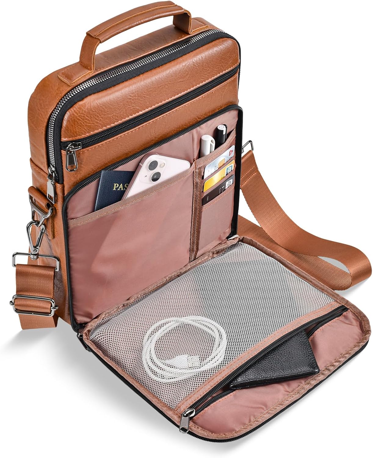 Crossbody Bags for Women and Men, Medium Leather Ladies Shoulder Cross body Bag Sling Travel Purses Handbags