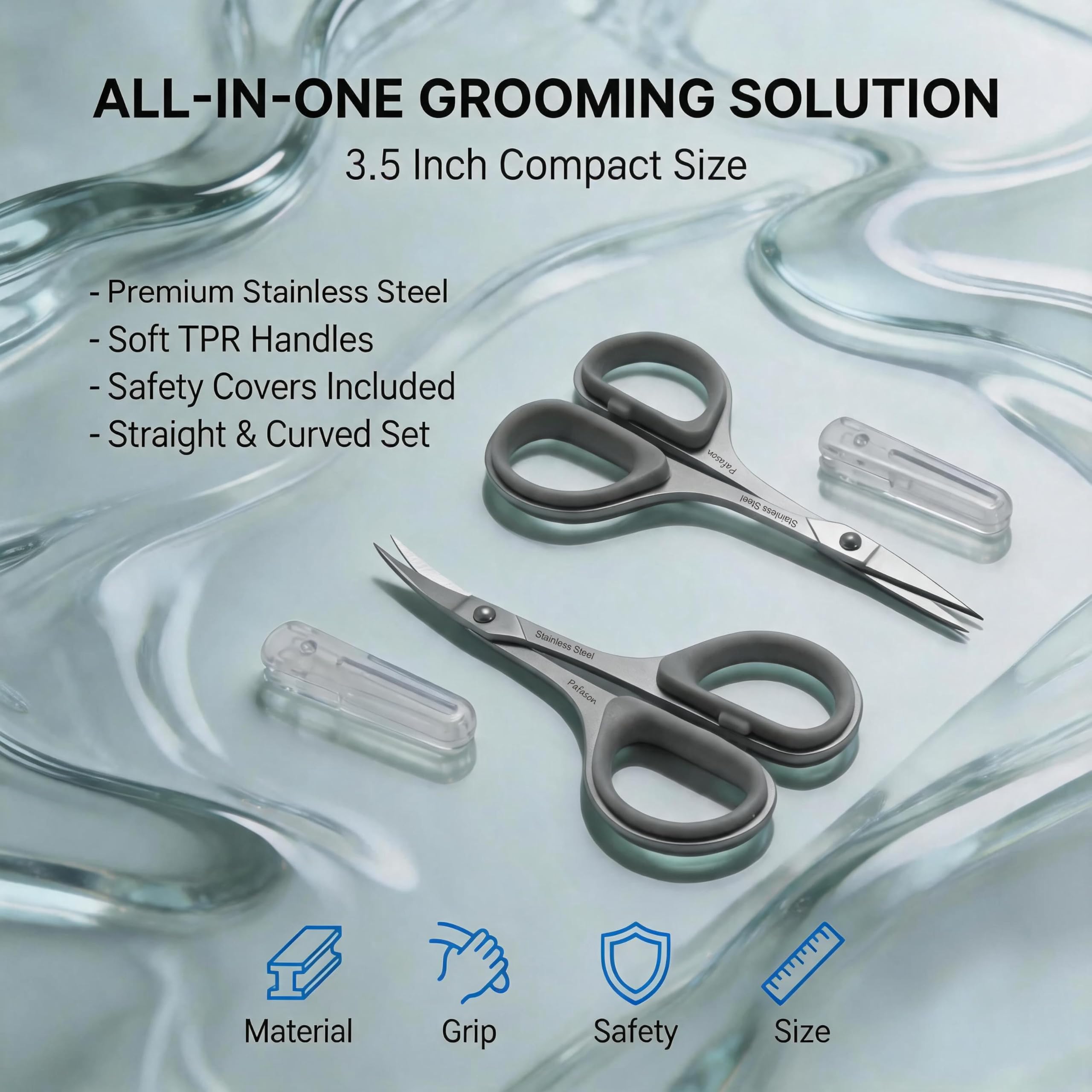 PAFASON Alta Precisión Ceja Para Tijeras Set, Belleza Maquillaje Cosmético Herramienta, Curvado, Recto Punta, Acero Inoxidable, Seguridad Estuche Recorte Pestañas Extensiones