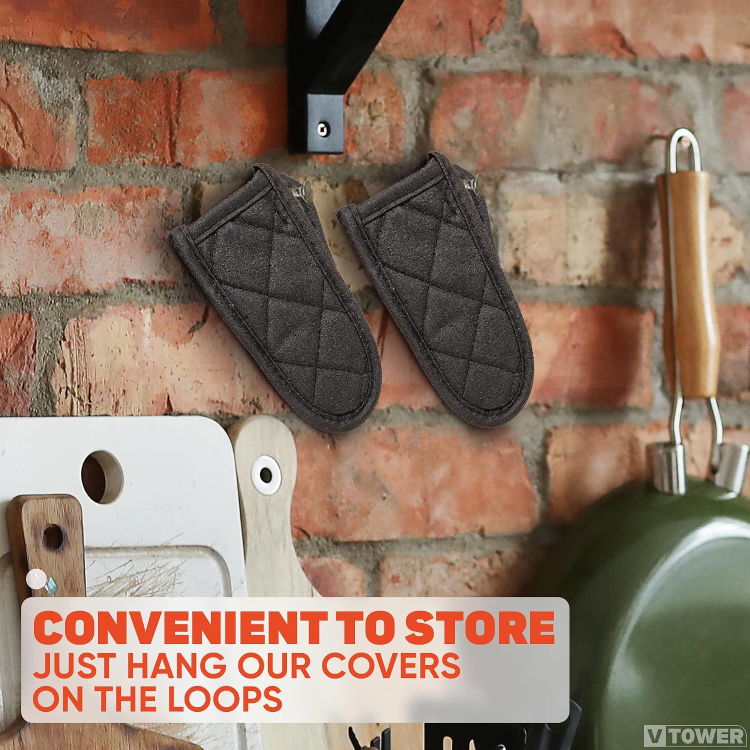 2 Pcs Cast Iron Handle Cover with Hanging Buckle, Heat Resistant