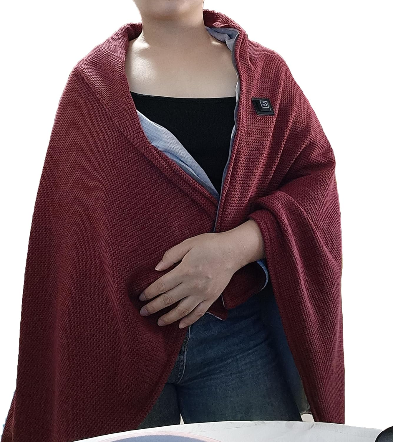 Portable Apricot Heated Shawl Wraps - 3 Heating Levels, USB, 70.86 x 59.50 Inch Green Shawl for Women, Work or Home