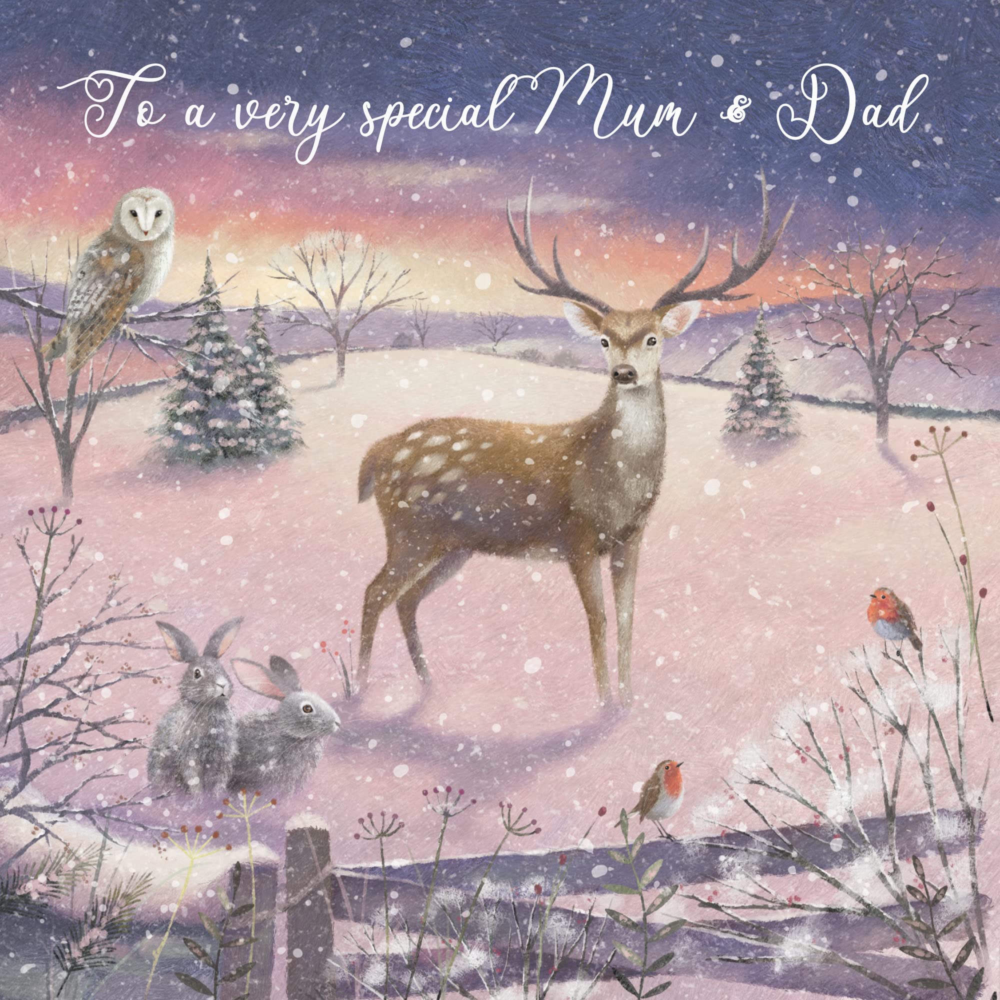 Hunts England - Mum And Dad Christmas Card - 'The Stag' - To A Very Special Mum & Dad - Luxury Card - Milo's Gallery Collection - Christmas Wording Inside - From Son/Daughter - Image 2
