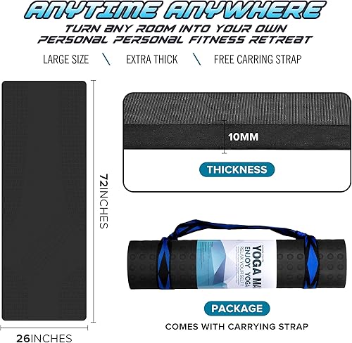 Miniatura 2 de JELS - Tapete de yoga extra grueso, 25 pulgadas, diseño ergonómico 3D antideslizante, material TPE certificado SGS, tapete de yoga para hombres y