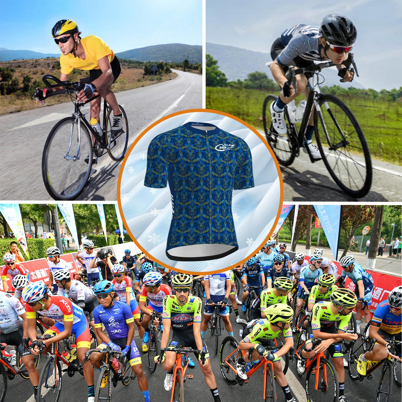 Maillot Ciclismo Hombre - Top Ciclismo Verano Manga Corta,Maillot Ciclismo Montaña MTB Transpirable Secado Rápido,Mono Profesional Ciclismo Carretera y Montaña
