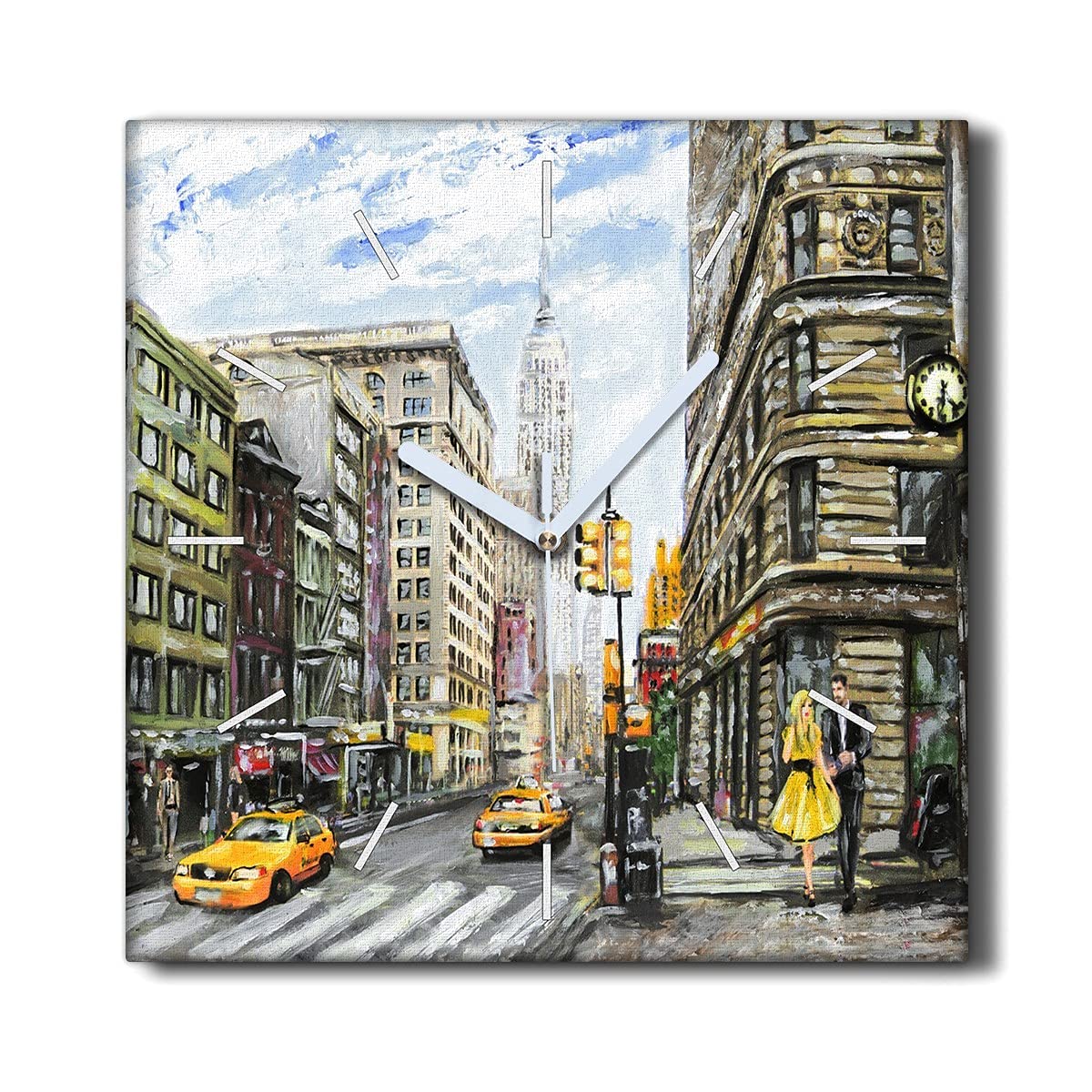 Horloge murale New York 30x30 sans tic-tac pour bureau