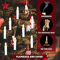 Vista 4 de 48 velas LED para árbol de Navidad con clips, sin llama, velas de Navidad, funcionan con pilas, luces parpadeantes para ventana, con temporizador