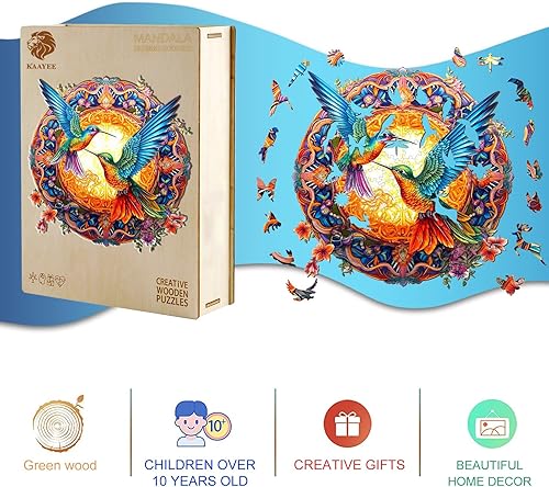 Miniatura 4 de KAAYEE Rompecabezas de madera para adultos, rompecabezas de madera de búho Yin Yang avanzado para adultos, rompecabezas familiares de 13.8 x 13.8