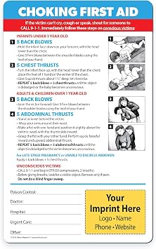 Safety Magnets by ZOCO 100-Pack Custom Choking First Aid Quick Reference Cards Promotional Handout for Healthcare, Trade Shows, Health Fairs, Community Outreach 5.25" x 8.5"