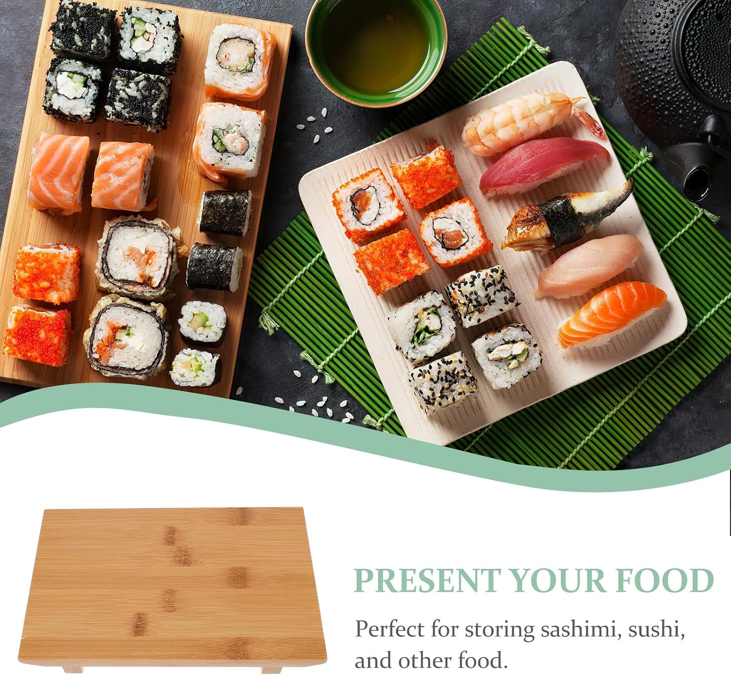 Japanese Sushi Plate Sashimi Tray Medium Charred Sushi Serving Board Home and Restaurant Traditional Japanese Food Dish Dining