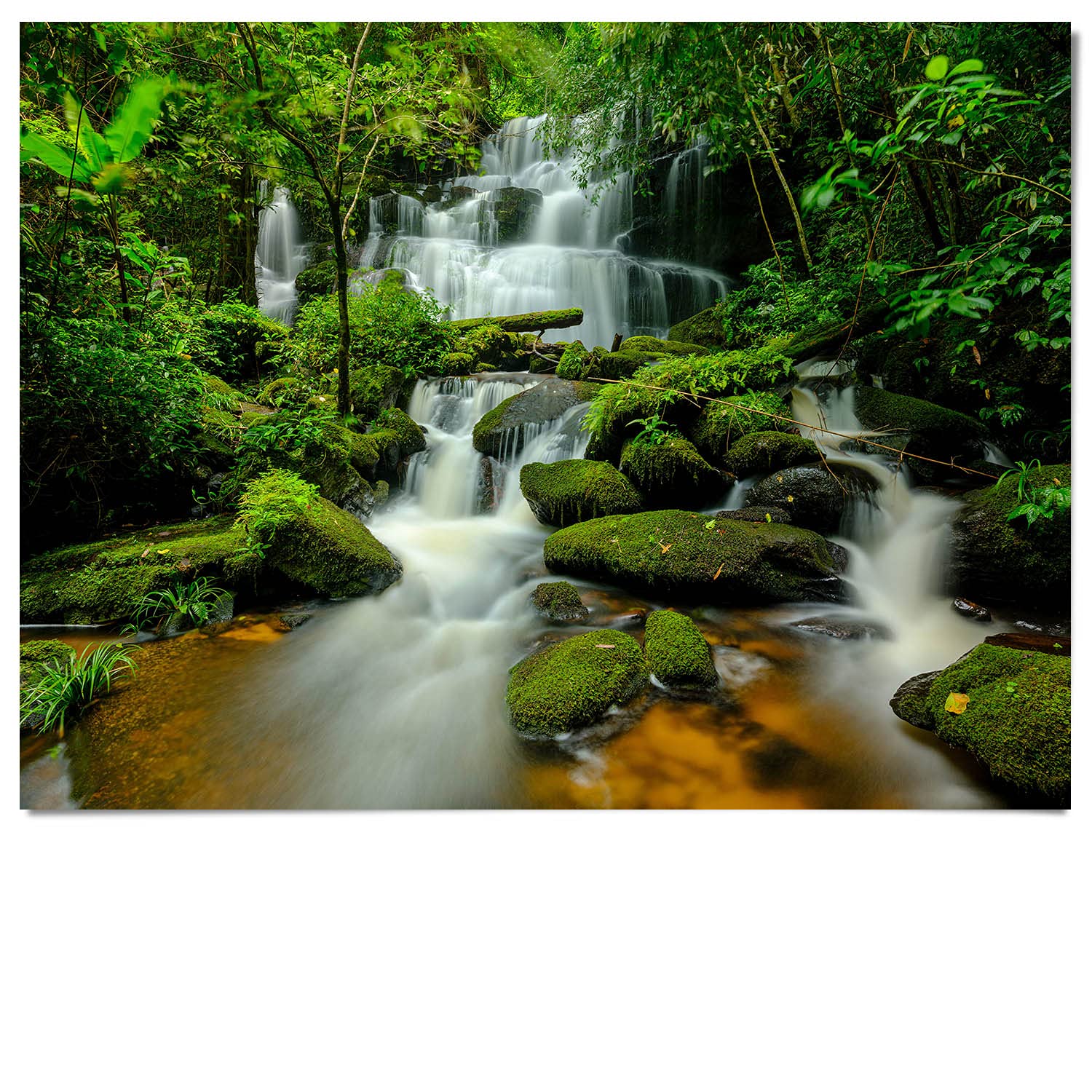 BilderKing Wandbild Wasserfall Regenwald - 200cm x 150cm Poster matt