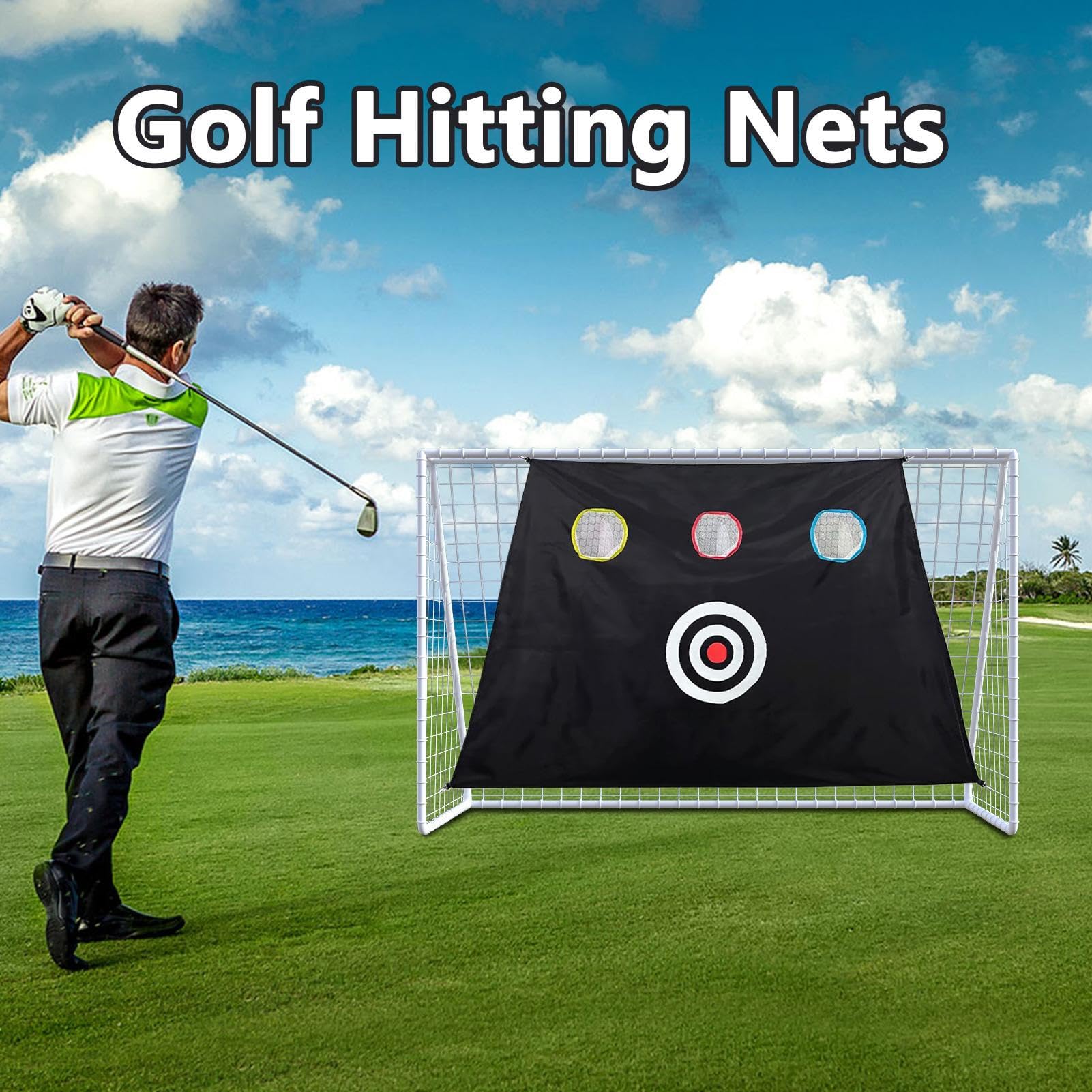 Cible d'Entraînement de Golf en Toile - Filet d'Entraînement de Frappe | Accessoires d'Entraînement Équipement de Practice pour Intérieur Extérieur Jardin Hommes