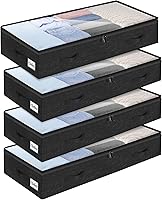 Vista 16 de Paquete de 2 cajones de almacenamiento debajo de la cama de 4 pulgadas de perfil bajo, contenedores ligeros para almacenamiento de ropa debajo