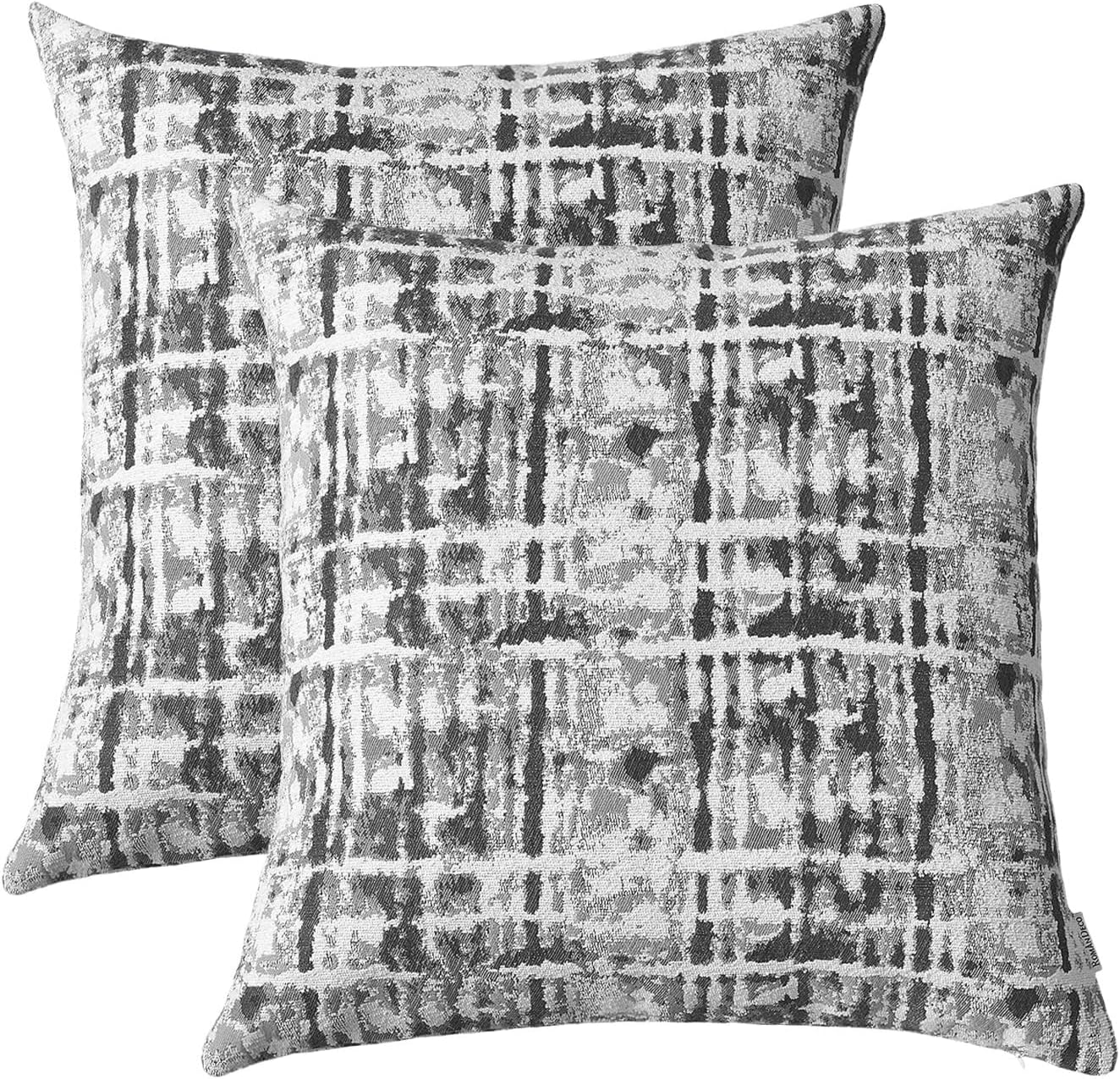 Jacquard Decorative Throw Pillow Covers for Couch Set of 2, 26x26 Inches, Navy Blue