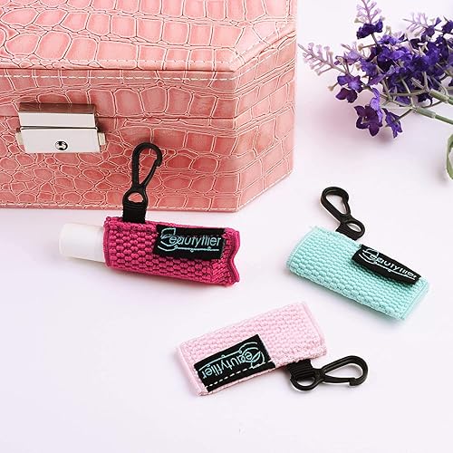 Miniatura 4 de Beautyflier Lindo llavero elástico para bálsamo labial, funda para lápiz labial, soporte de manga para lápiz labial para Burts Bees Chapstick