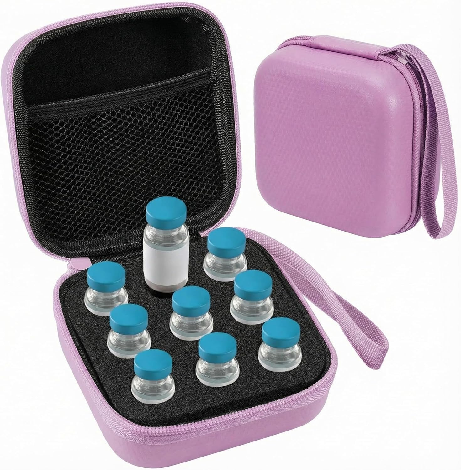 Teenyyou 60 Slots Insulin Peptide Fridge Carrying Case Vial Holder Storage Protector Bag, Fits Standard 10ml Vials, Insulin Cooler Travel Kits Case Organizer Diabetes Protector(Black)
