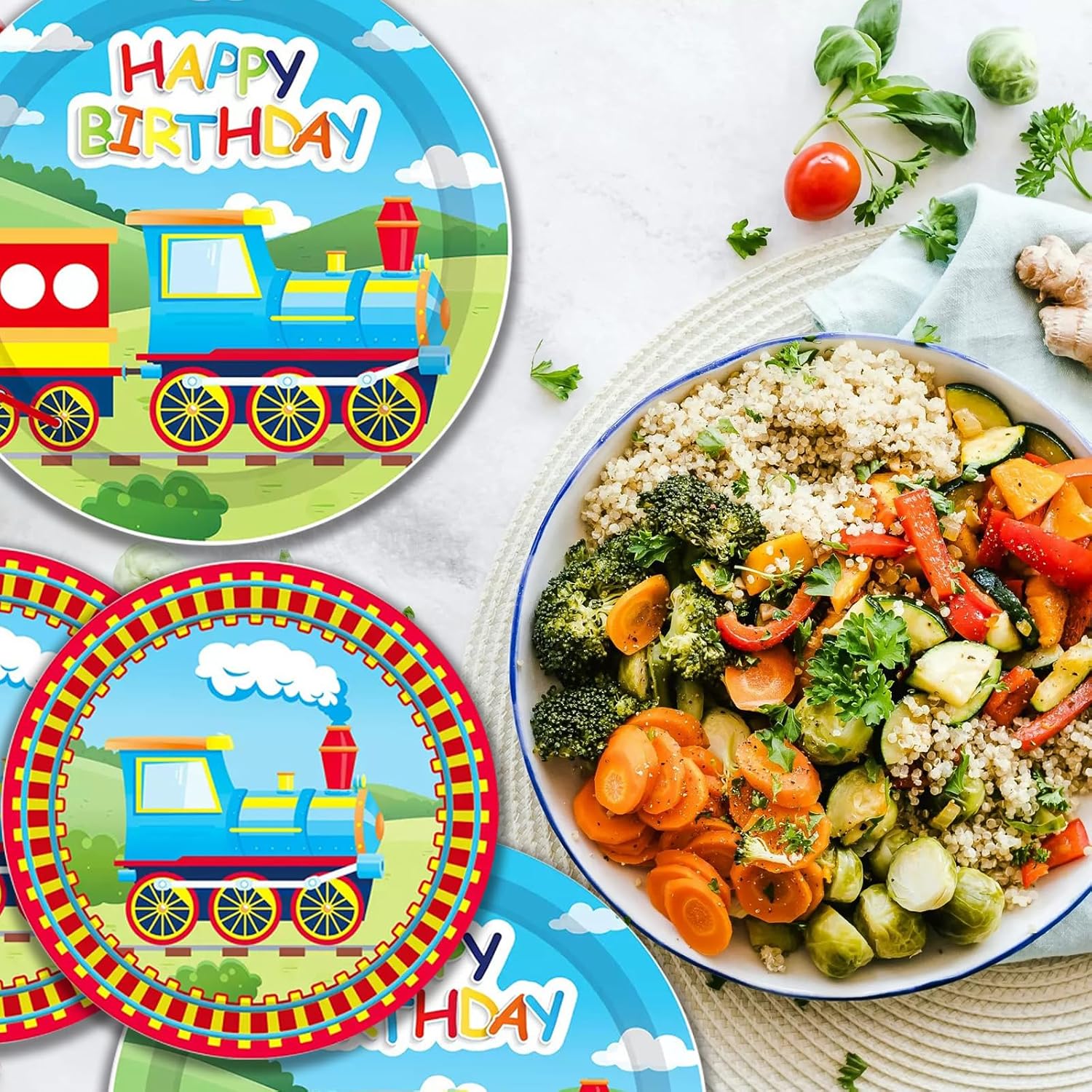 Train Birthday Party Decorations Train Theme Party Tableware Train Plates Napkins for 20 Guests Train Railway Party Supplies for Boys Kids