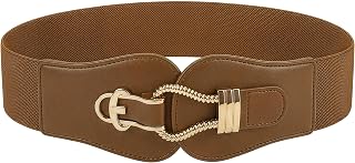 BlackButterfly Vintage Rope Belt | 2.5 Inch Wide, Continuous Elastic, Rope Design Hook Fastening, Faux Leather Pad, Gold-Tone Hardware, Sizes S-XXL